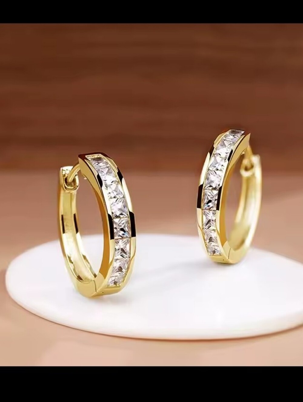 Gold Hoop‎ Earrings Women's Rhinestone Jewelry New G24